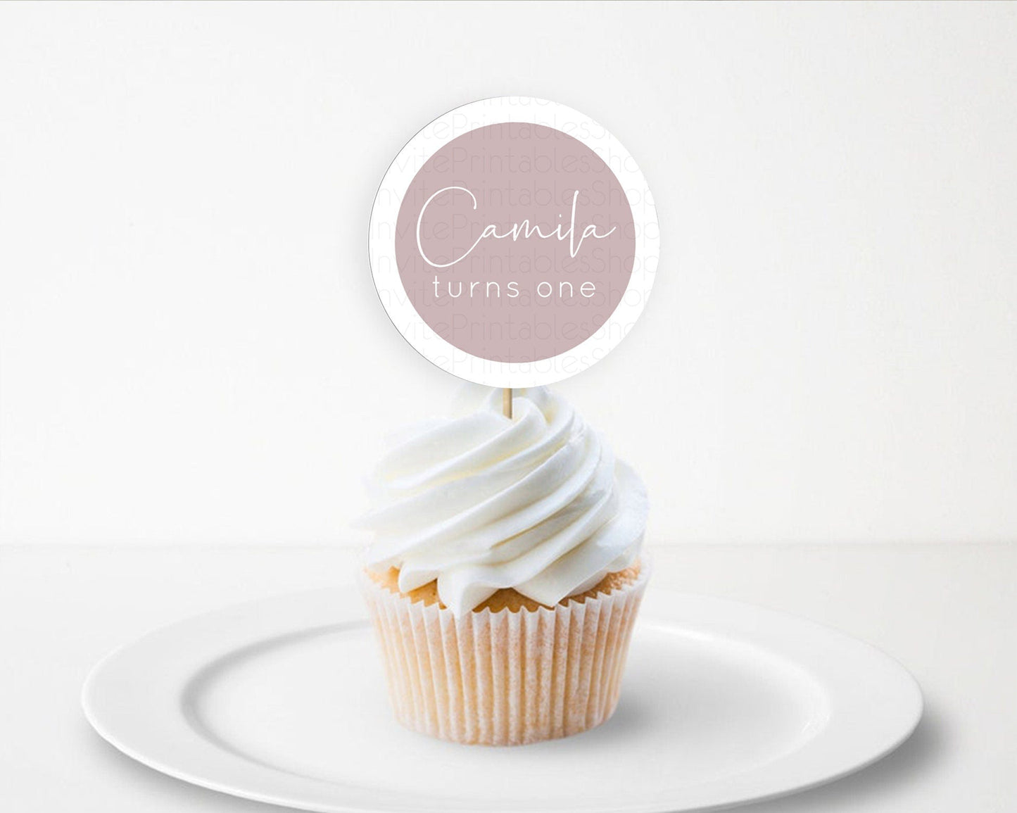 Pink Cupcake Toppers Plain Pink Cupcake Minimalist Pink Cupcake Pastel Pink Table Number Cupcake Topper Blue Decor D10936