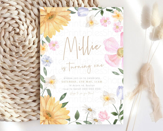 Editable Secret Garden Invitation Wildflower Birthday Invitation Pastel Flow