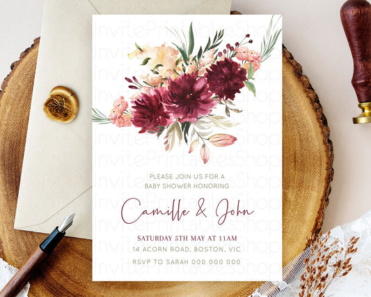 Wildflower Baby Shower Invitation Secret Garden Baby Shower Invitation Pastel Flowers Invite Enchanted Garden Shower Floral Theme D10685