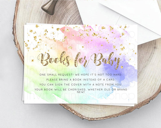 Editable Pastel Books For Baby Card Pastel Rainbow Book Insert Colorful Ombr