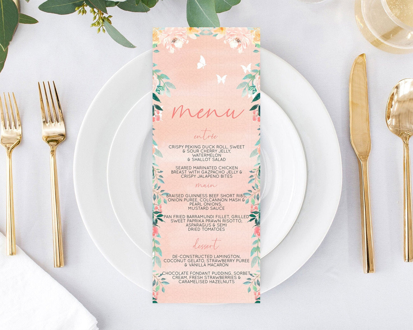 Secret Garden Menu Wildflower Menu Template Pastel Flower Garden Table Decor Boho Floral Dinner Dessert Floral Party Food Menu D10245