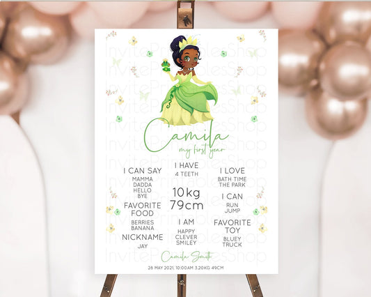 Editable Princess First Birthday Milestone Poster Castle Milestone Board Sec