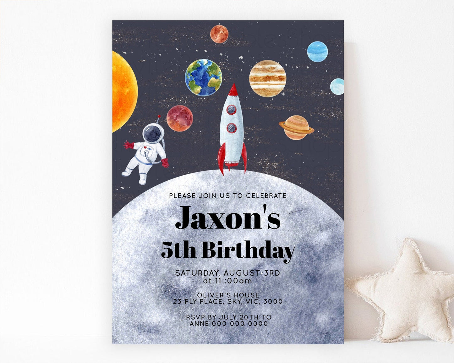 Space Birthday Invitation Space 1st Birthday Invites First Trip Around the Sun Invite Sky Stars Planets Milkyway Solar System Invite D10430