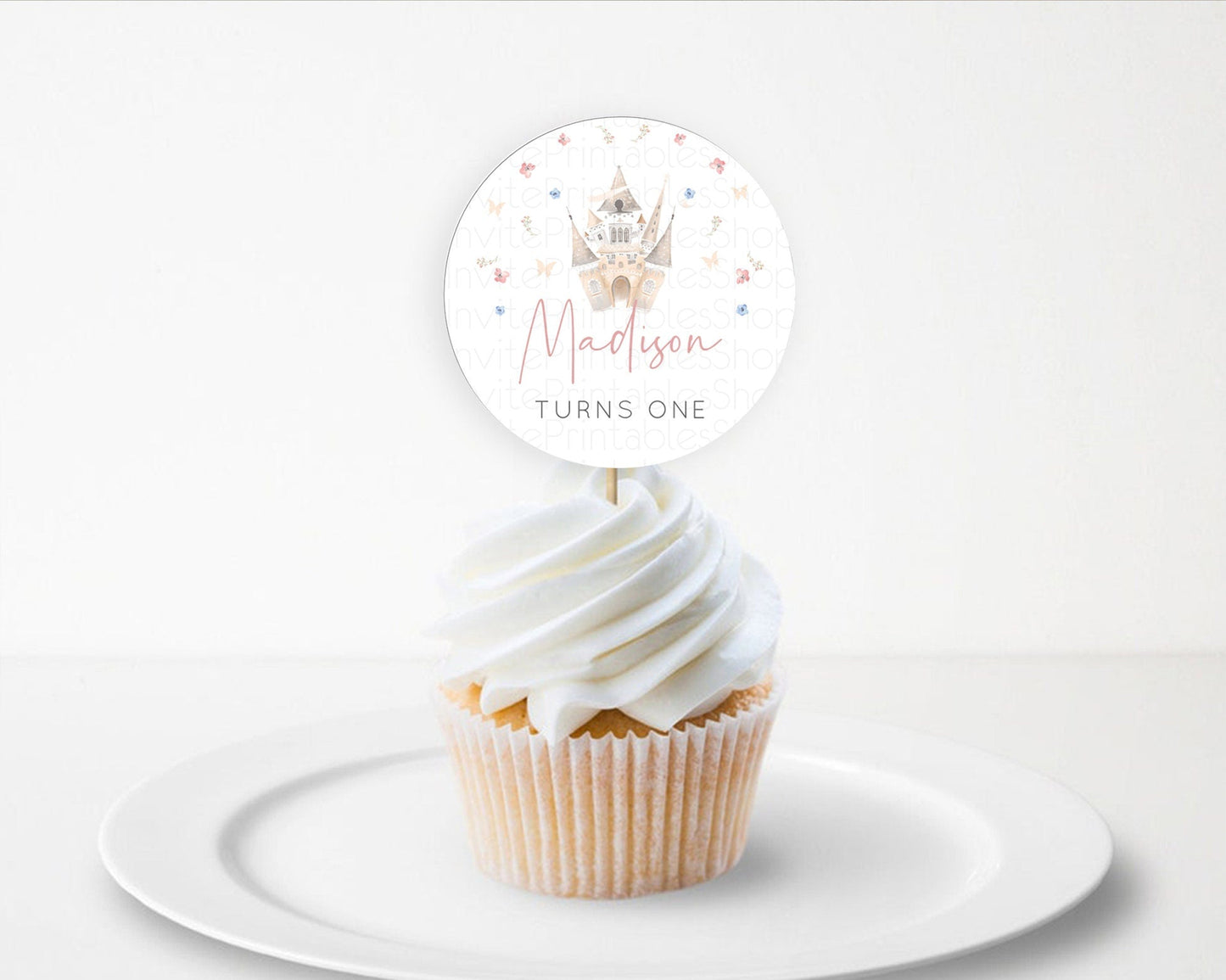 Princess Cupcake Toppers Castle Cupcake Toppers Royal Princess Decor Fairy Tale Enchanted Castle Pastel Floral Garden Table Number D10364