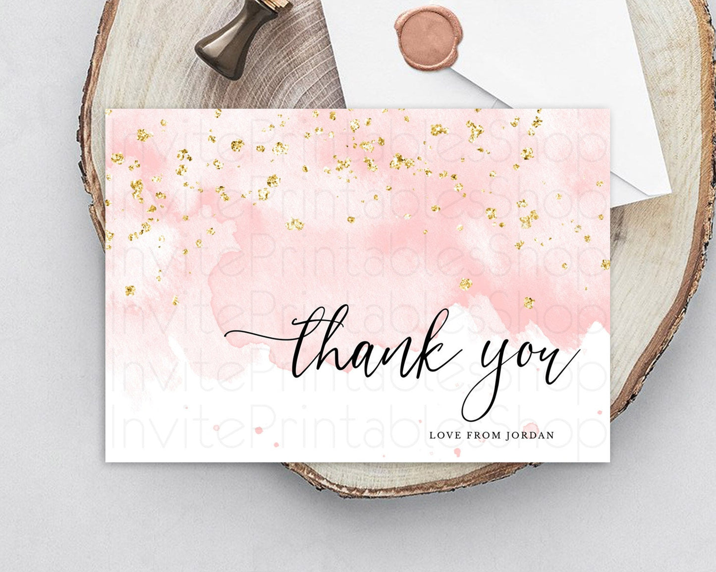 Pink Thank You Pink Watercolor Thank You Card Pastel Pink Card Template Watercolor Splash Cards Teacher Thank You Card Template D10328