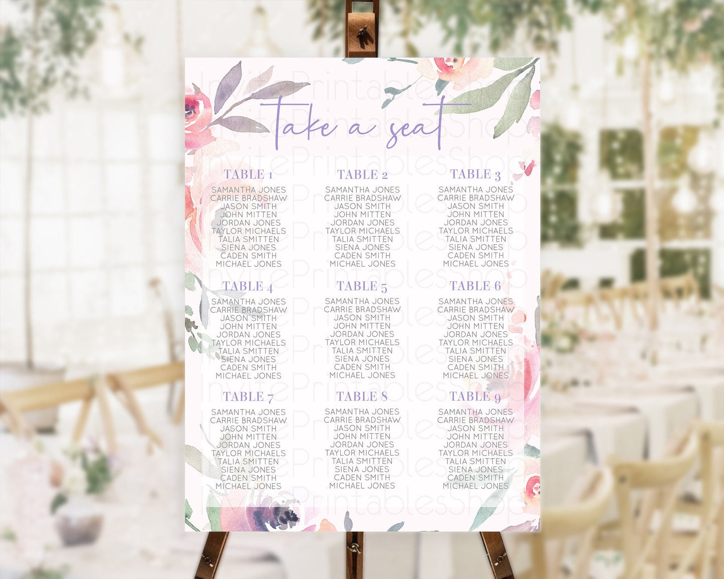 Editable Secret Garden Seating Chart Wildflower Seating Chart Pastel Flowers