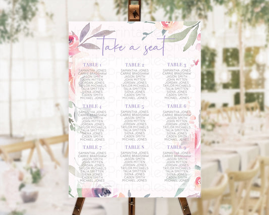Editable Secret Garden Seating Chart Wildflower Seating Chart Pastel Flowers
