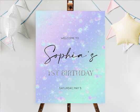 Rainbow Welcome Sign Pastel Welcome Board Colorful Pastel Watercolor Iridescent Sprinkles Ombre Pastel Decor First Birthday Sign D10663