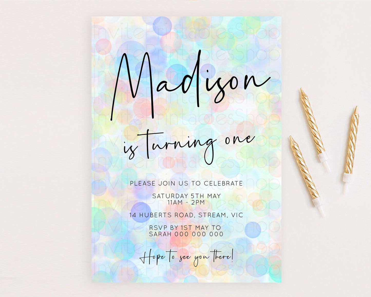 Pastel Birthday Invitation Bath Bomb Party Invitation Pastel Bubbles Invitation Watercolour Invitation 3rd 2nd 1st First Birthday D10445