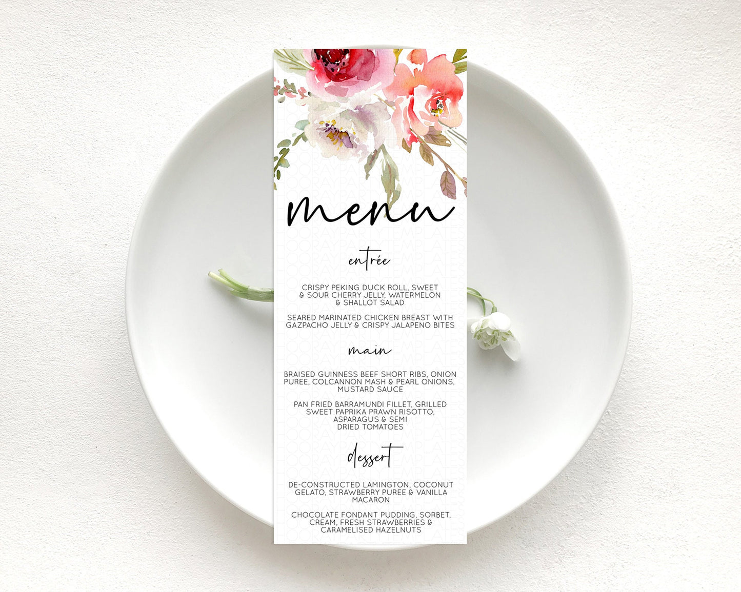 Secret Garden Menu Wildflower Menu Template Pastel Flower Garden Table Decor Boho Floral Dinner Dessert Floral Party Food Menu D10243