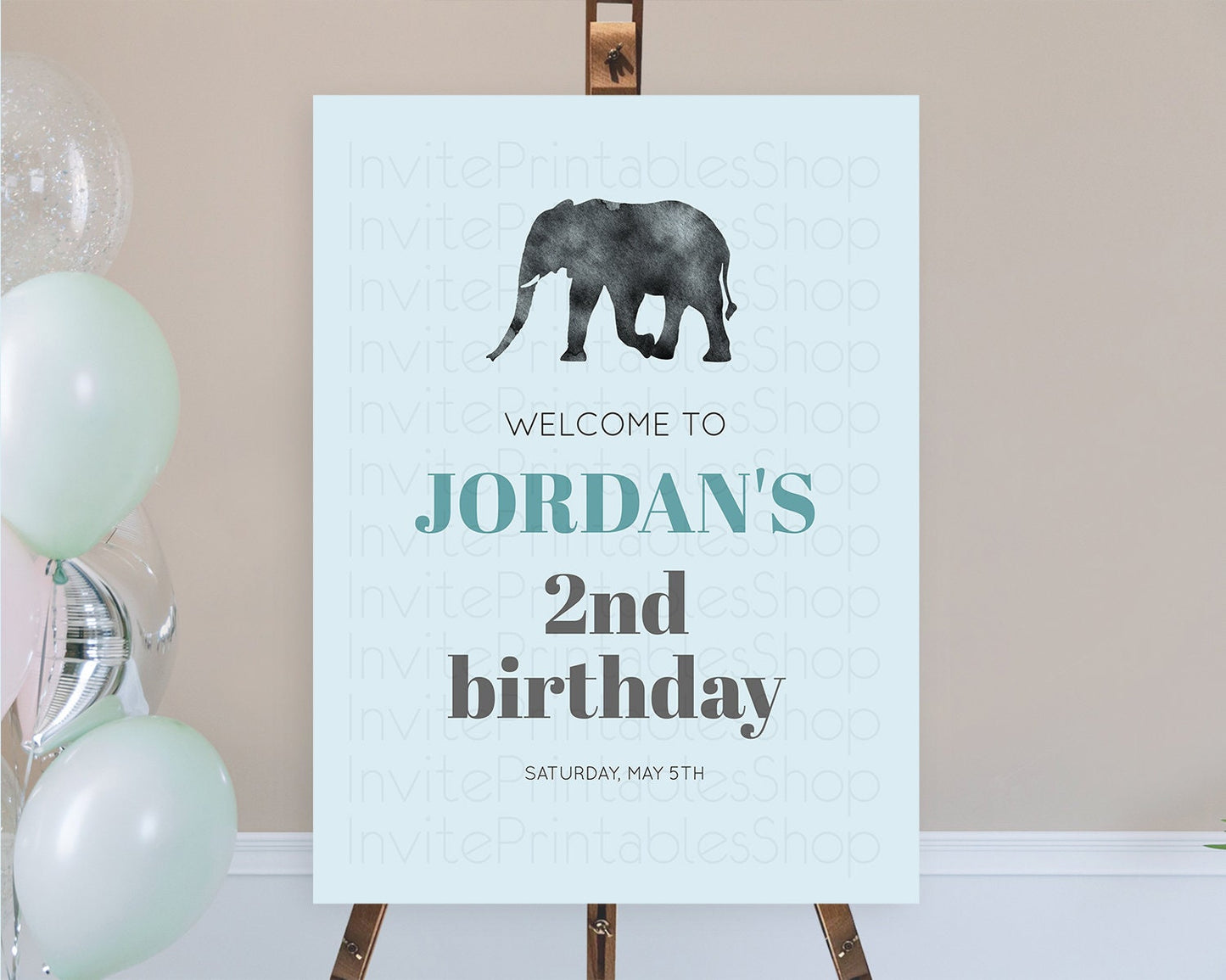 Elephant Welcome Sign Elephant Welcome Board Elephant Party Welcome Poster Safari Party Decor Elephant First Birthday Welcome Sign D10802