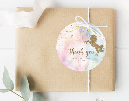 Editable Unicorn Rainbow Thank You Gift Tags Pastel Unicorn Thank You Tags M