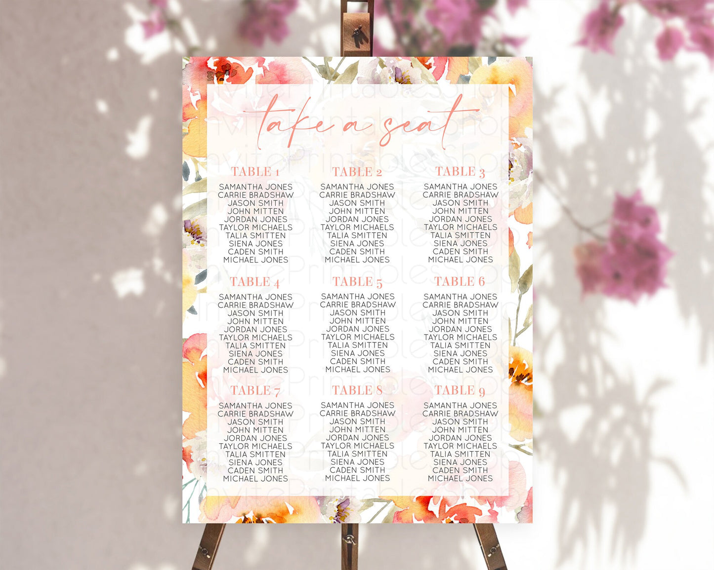 Secret Garden Seating Chart Wildflower Seating Chart Pastel Flowers Seating Chart Enchanted Garden Boho Floral Take A Seat Décor D10280