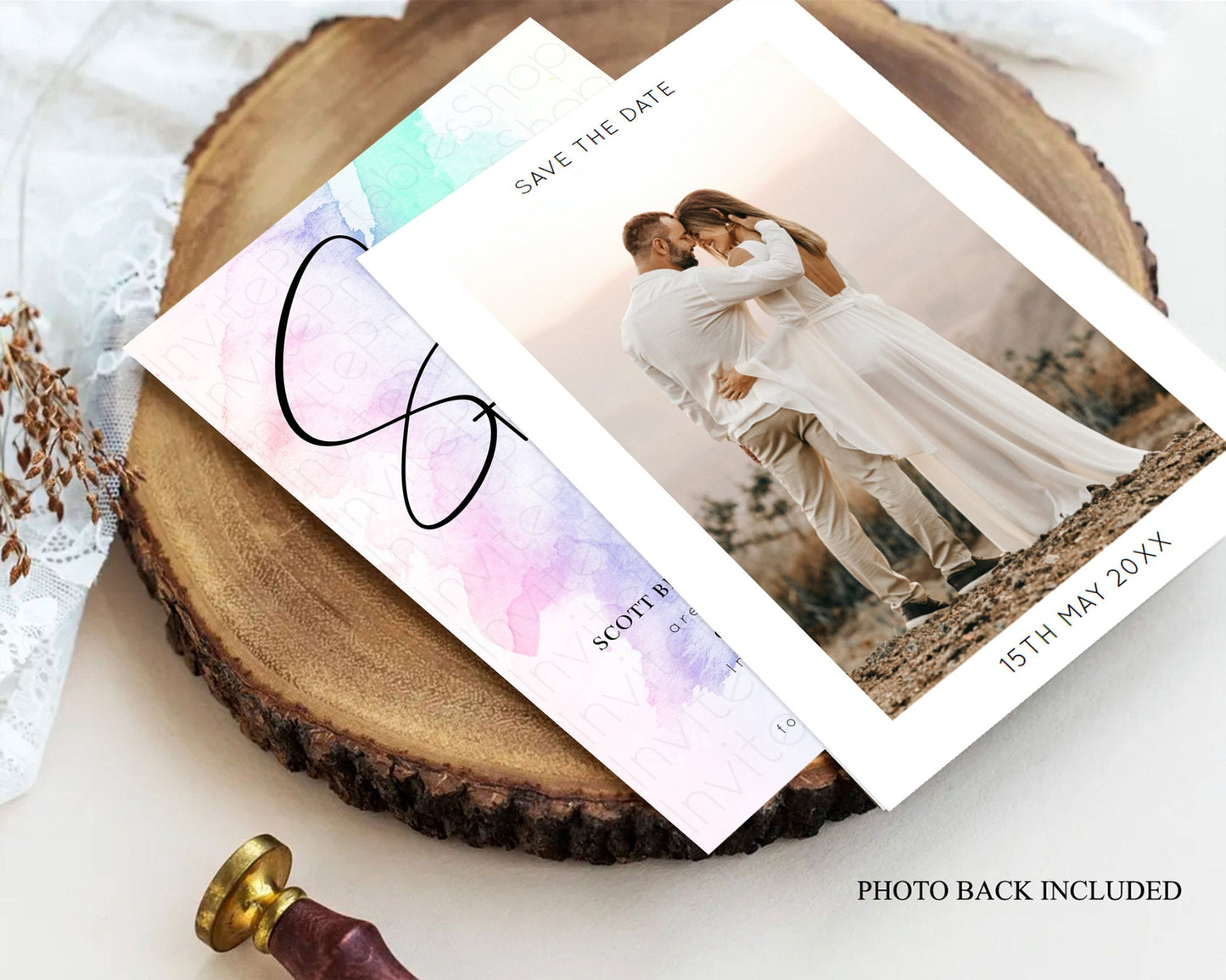 Pastel Save The Date Template Pastel Ombre Rainbow Watercolor Colorful Party For Birthday Baptism Baby Shower Wedding Bridal Shower D10231
