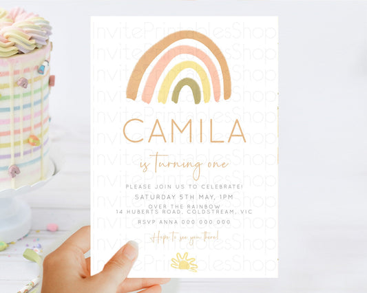 Editable Pastel Rainbow Birthday Invitation Pastel Rainbow Invitation Rainbo