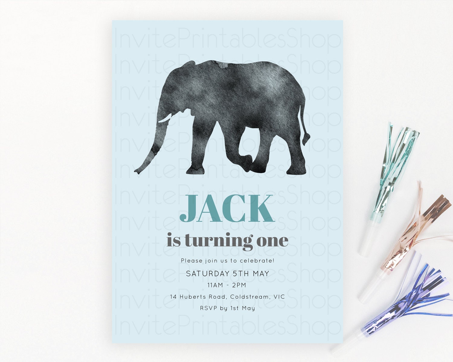 Editable Elephant Birthday Invitation Elephant Invitation Elephant Birthday